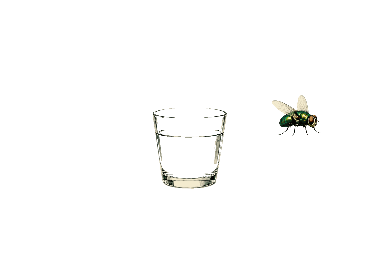 Mosca intentando acercarse al agua de un vaso